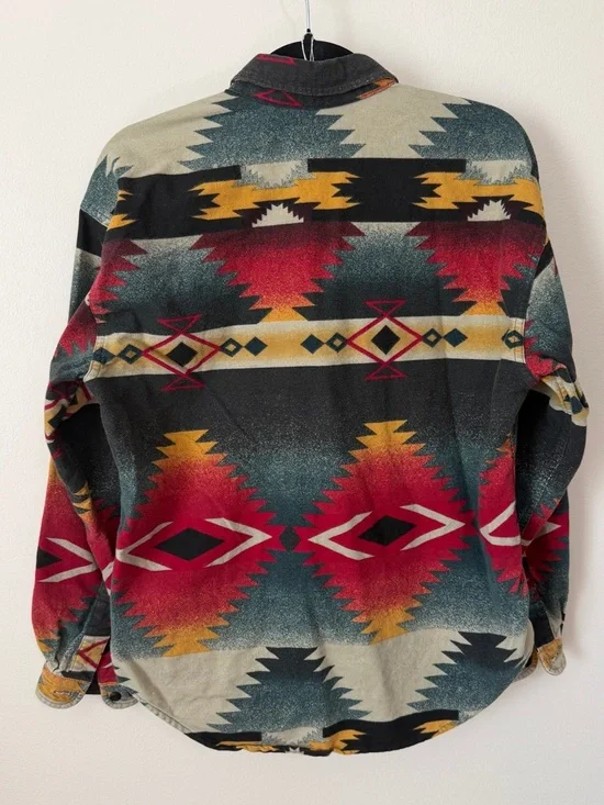 vintage woolrich aztec western button up 100% cotton fits size S-M - Picture 4 of 5